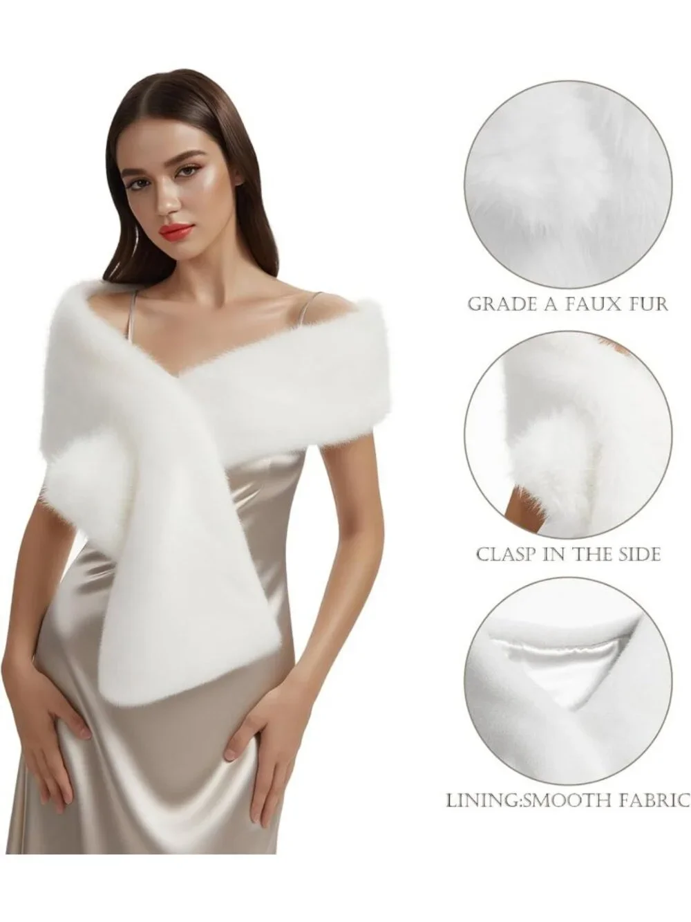 Chic Faux Fur Shawl Wrap for Women | Sleeveless Winter Neck Warmer & Bridal